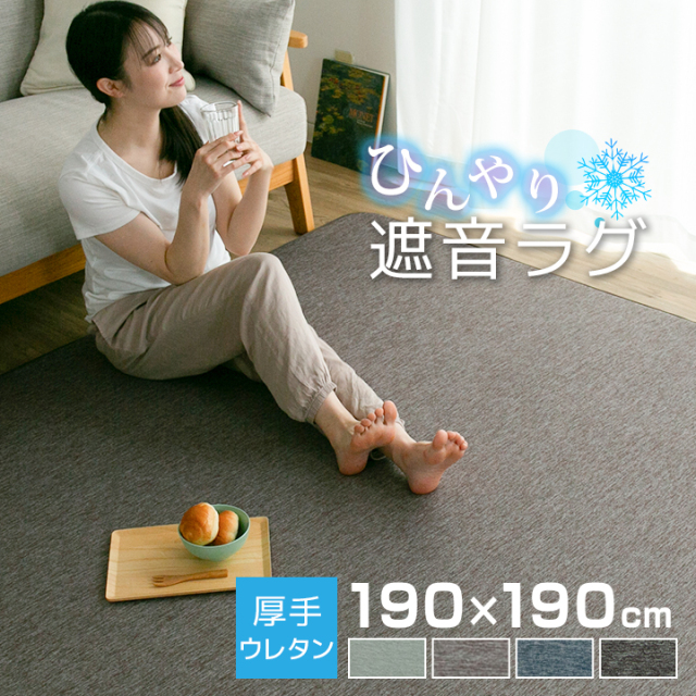 ラグ 冷感ラグ 厚手 2畳 おしゃれ 190×190 ひんやり 接触冷感 ラグマット 夏用 絨毯 カーペット マット 23J035