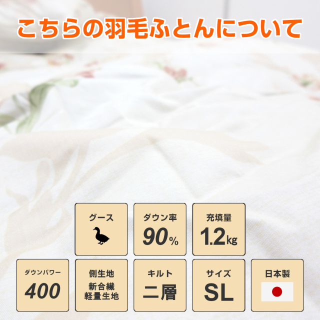 【大幅値下け】新品未使用 ハンガリーグースダウン羽毛布団 150×210cm 110-886>日本製 清潔・安心 クリーンダウン ハンガリー産グース