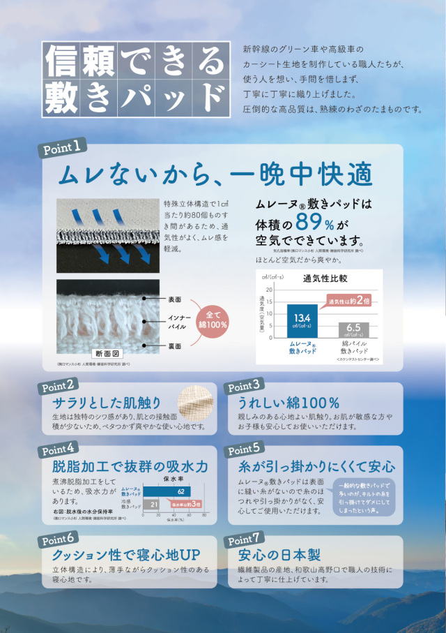 パッド⑥　ロマンス小杉　ムレーヌ　綿敷きパッド 　シングル　日本製　綿１００％ 日本製 ムレーヌ 敷きパッド 敷パット シングル 100×205cm