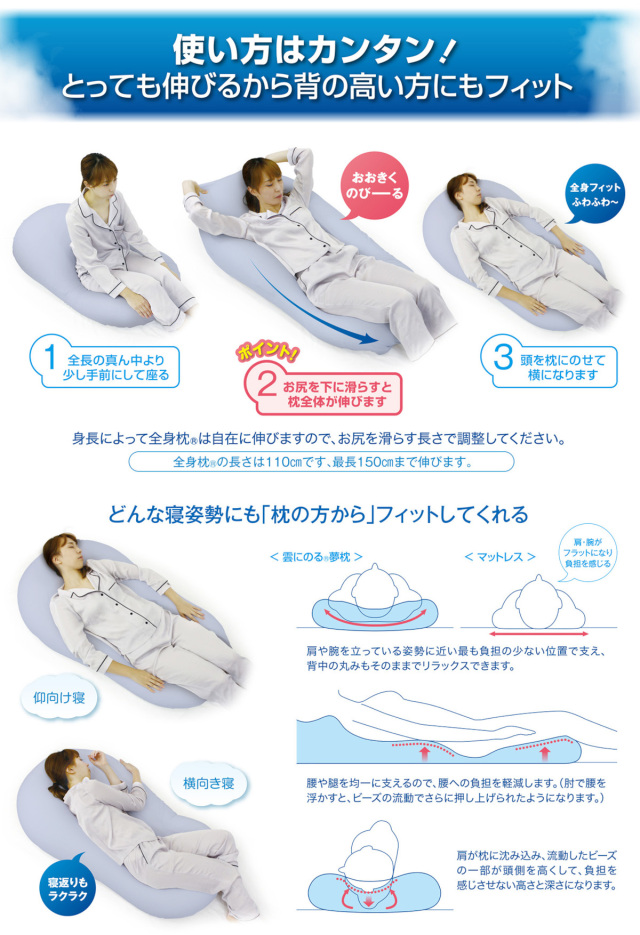 美品⭐︎MOGU モグ　雲にのる夢枕(本体・カバーセット)　ナイトネイビー MOGU（モグ） 雲にのる夢枕 本体 専用カバー付 日本製 ビーズ