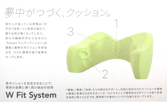 Nishikawa 西川 Keeps ランバークッション おしり枕 発売9ヶ月で約3億円販売した大人気“おしりの枕”の「Keeps」から第二弾