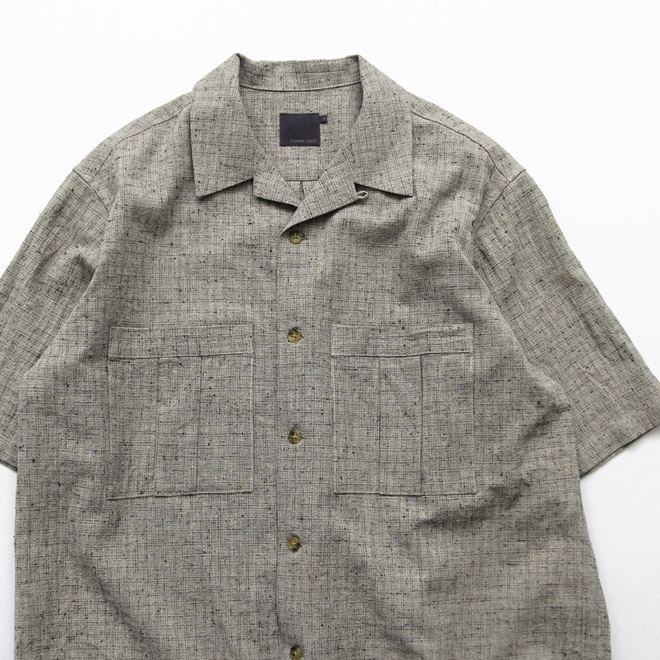 comm. arch. / Nepped Check Open Collar Shirt - Kinari Check