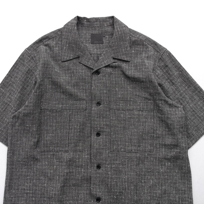 comm. arch. / Nepped Check Open Collar Shirt - Black Check