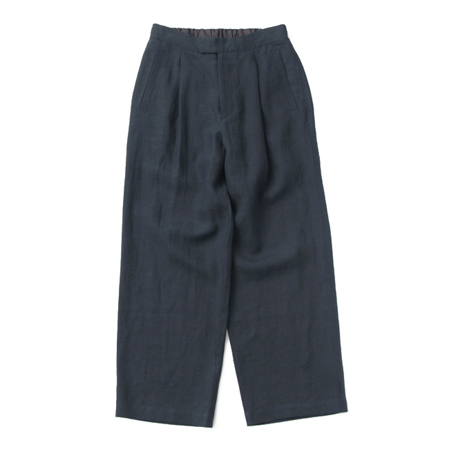 comm. arch. /  Belgium Linen High-Density Wide Pants - Blue Hole