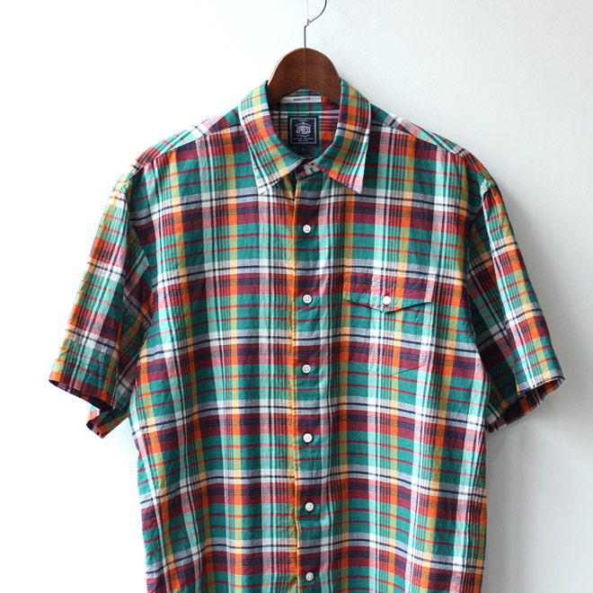 J.PRESS /  Baggy Fit Regular Half Sleeve Shirt - Green Check