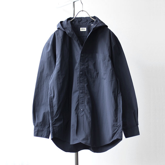 BRENA / Hood Work Shirt - Mat Vintage Washer Rip Stop Navy