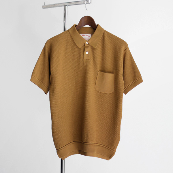 <35% OFF> comm. arch. / Knitted Polo Moss Stetch - Yellow Dust