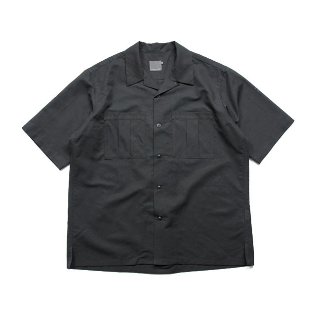 comm. arch. / Cotton Linen Open Collar SS Shirt - Blackout