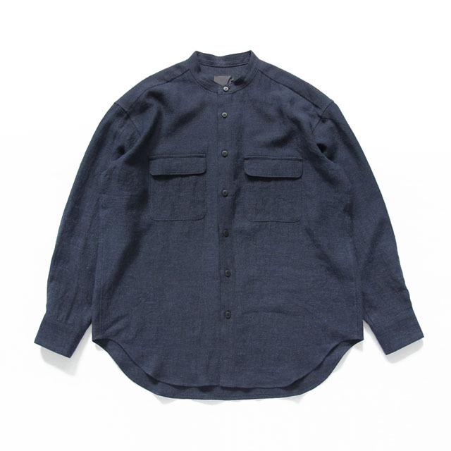 comm. arch. / Linen Wool Canvas LS Shirt - Blue Hole