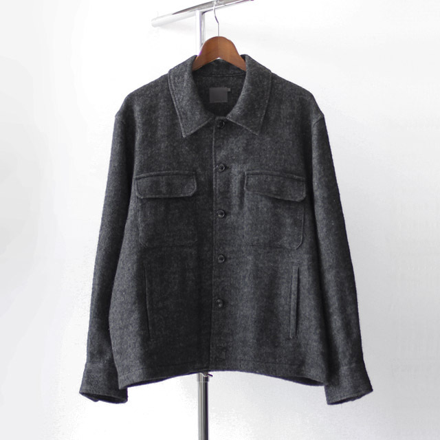 comm. arch. / Wool Linen Tweed Shirt Jacket - Coalmine Melange