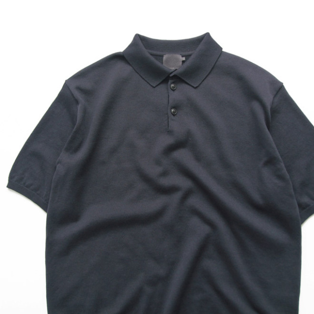 comm. arch. / Giza Cotton Knitted Polo S/S - Blue Hole