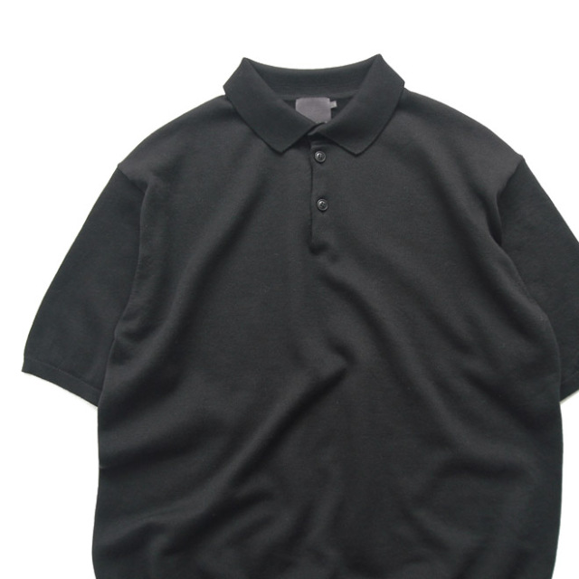 comm. arch. / Giza Cotton Knitted Polo S/S - Blackout