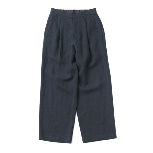 comm. arch. /  Belgium Linen High-Density Wide Pants - Blue Hole