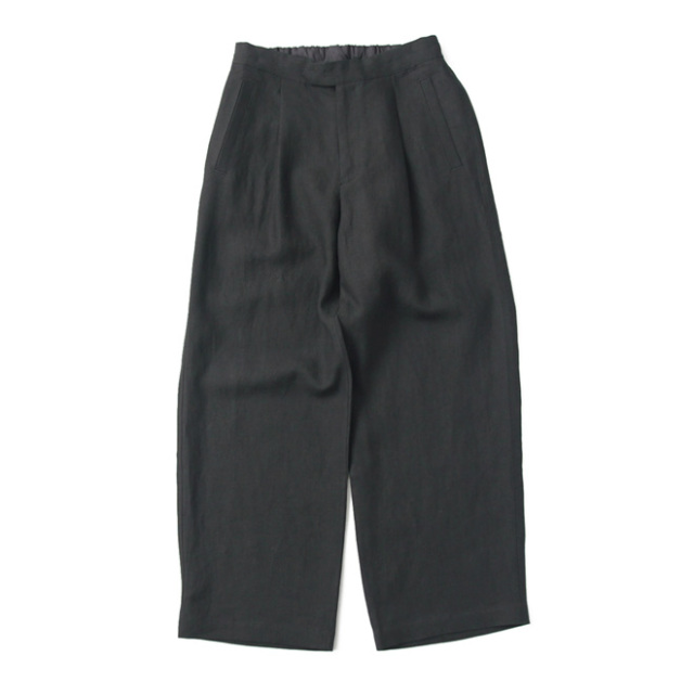 comm. arch. /  Belgium Linen High-Density Wide Pants - Blackout