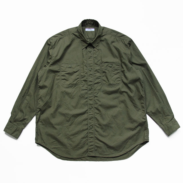 FUJITO / Big Silhouette Work Shirt - Olive Green