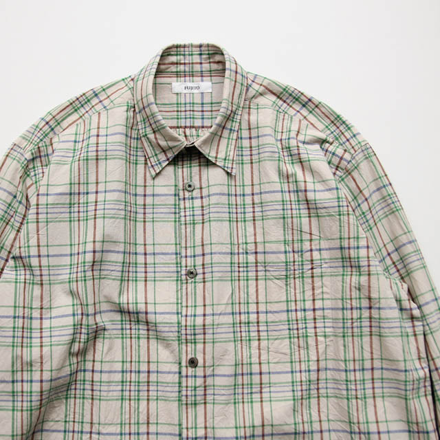 FUJITO / Big Silhouette Shirt - Green Check