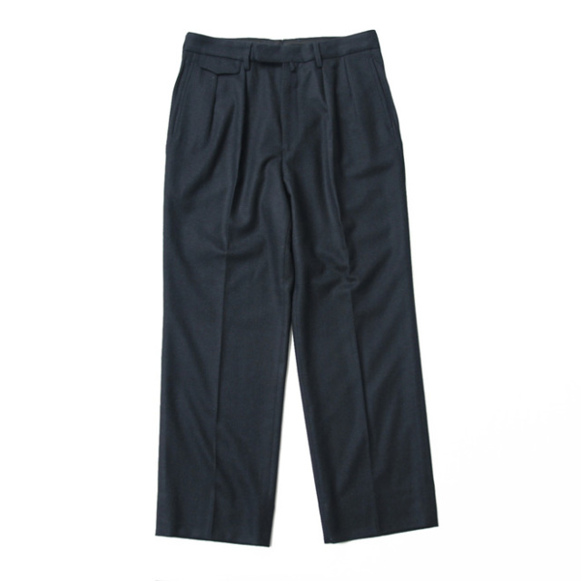 HAND ROOM / 2 Tuck Dress Wool Pants - Navy