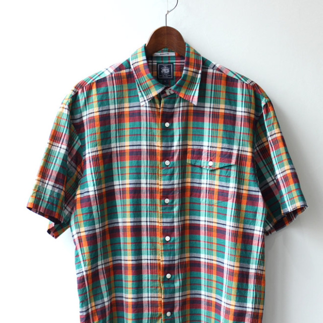 J.PRESS /  Baggy Fit Regular Half Sleeve Shirt - Green Check