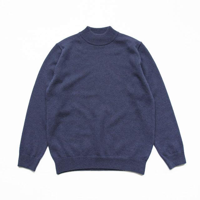 MOONCASTLE / Cashmere Silk Wool Mock Neck - Navy Blue