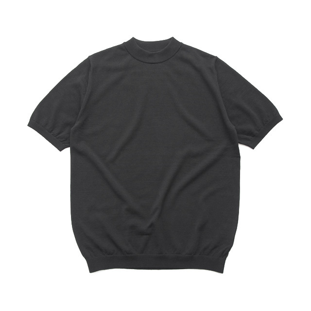 MOONCASTLE / Ice Cotton Knit Mock Neck Tee - Black