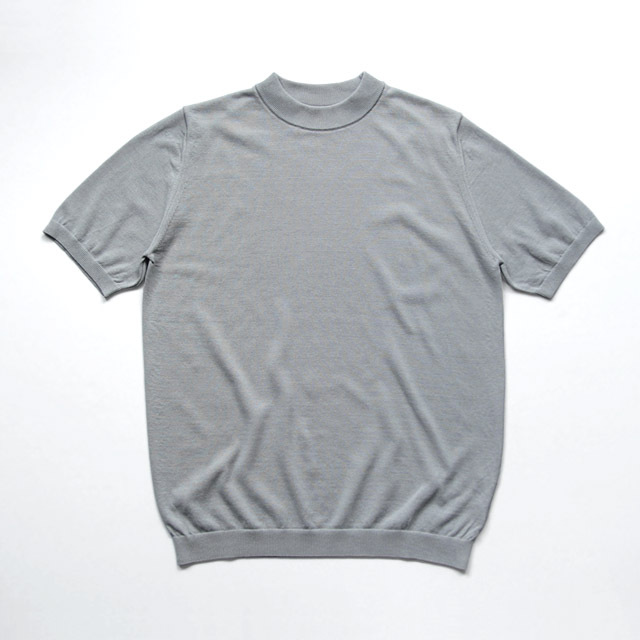 MOONCASTLE / Ice Cotton Knit Mock Neck Tee - Lt.Grey