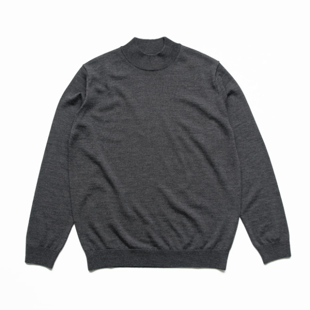 MOONCASTLE / 12G Lightweight Merino Wool Mockneck - Dk.Grey