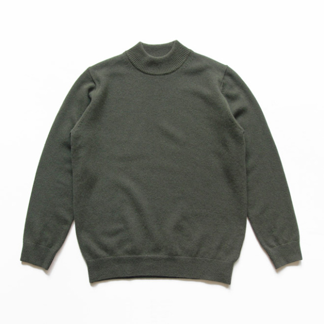 MOONCASTLE / Cashmere Silk Wool Mock Neck - Moss Green