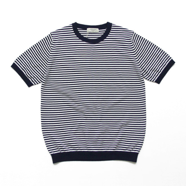 MOONCASTLE / Ice Cotton Knit Tee - Navy Border