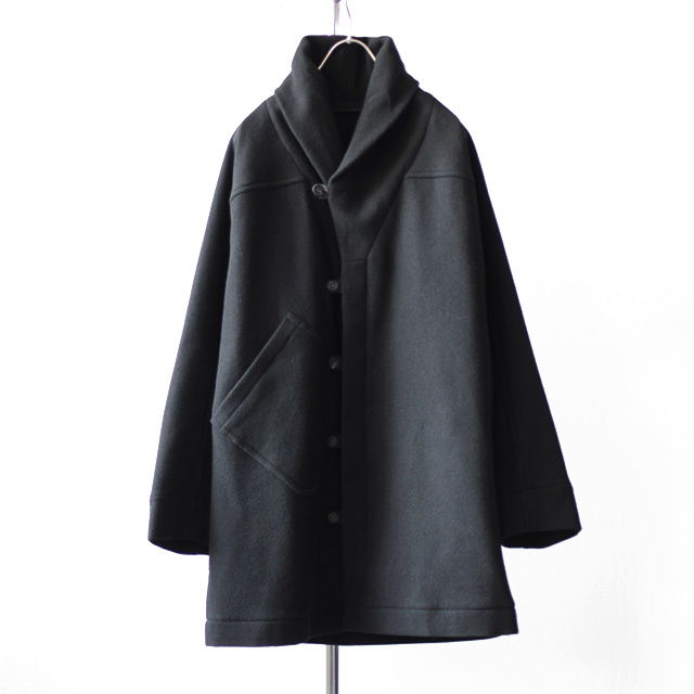 POSTALCO / Collar Coat - Solid Wool Black