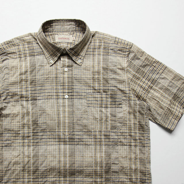 SOUTIENCOL / Remake Polo H - Washer Linear Check Beige