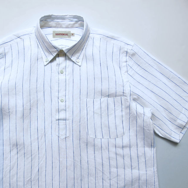 SOUTIENCOL / Remake Polo H - French Linen Pin Stripe