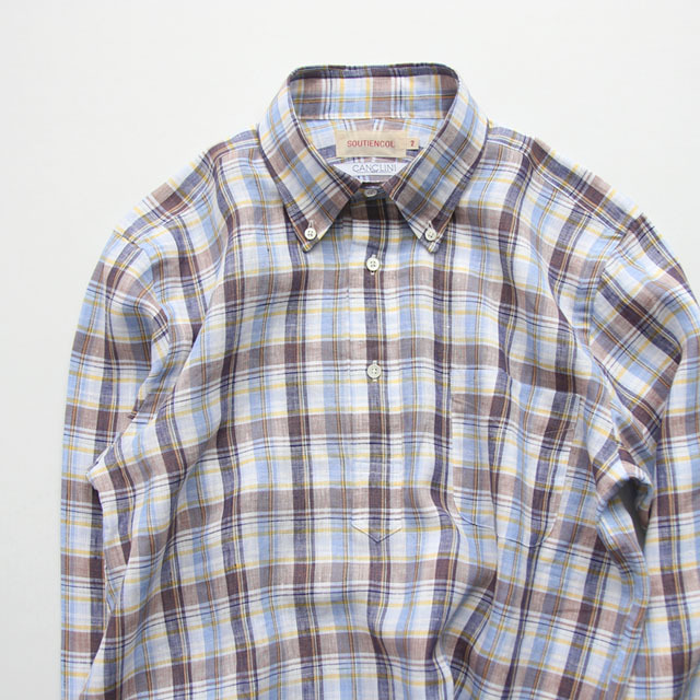 SOUTIENCOL / Remake Polo - canclini Linen Check Brown