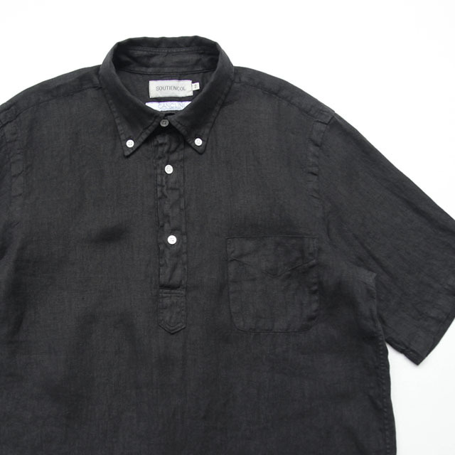 SOUTIENCOL / Remake Polo H - canclini Linen Overdyed Black