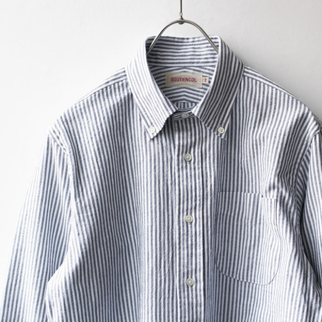 SOUTIENCOL / Re Ivy League N - Organic OX Double Washer Navy Stripe