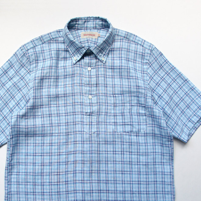 SOUTIENCOL / Remake Polo H - Linen Check Lt.Blue