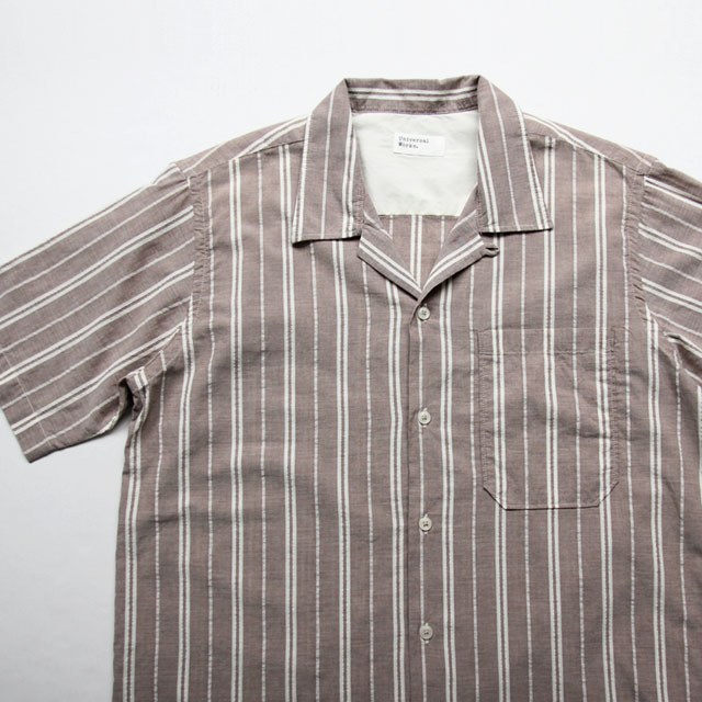 Universal Works / Camp Shirt - Nisi Cotton Brown Stripe