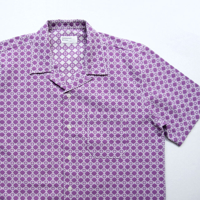 Universal Works / Road Shirt - Tile 2 Cotton Lilac