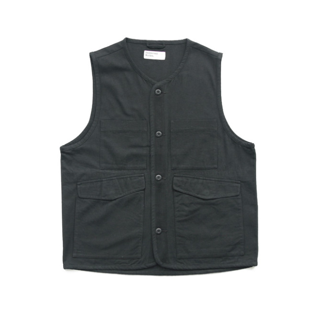 Universal Works / 4 Pocket Gilet - Brushed Moleskin Black