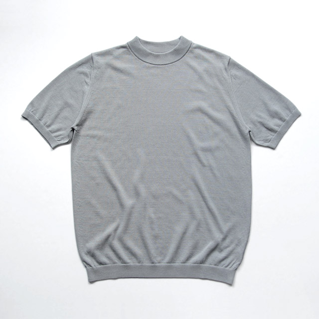 MOONCASTLE / Ice Cotton Knit Mock Neck Tee - Lt.Grey