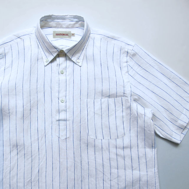 SOUTIENCOL / Remake Polo H - French Linen Pin Stripe
