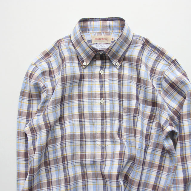SOUTIENCOL / Remake Polo - canclini Linen Check Brown