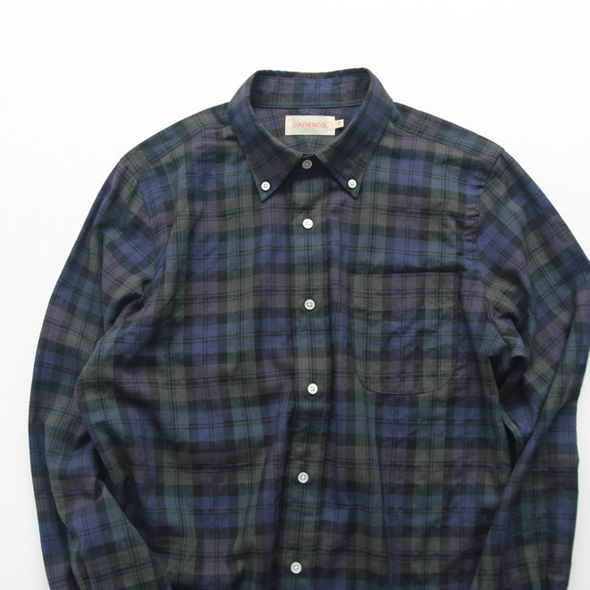 SOUTIENCOL / Re Ivy League - HBT Shirring - Navy Check