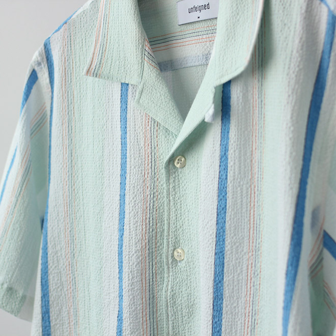 unfeigned / Short Sleeve Shirt S1 - Seersucker Colorful Stripe
