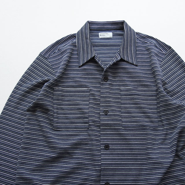 <30% OFF> Universal Works / Big Shirt - Tex Stripe Jersey Dk.Navy