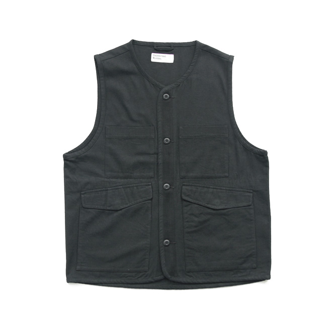 Universal Works / 4 Pocket Gilet - Brushed Moleskin Black