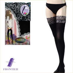 モア　レース付80デニールガーターストッキング　BK