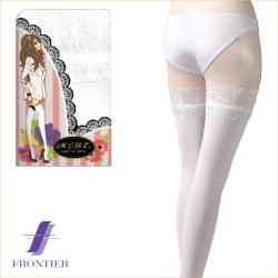 モア　レース付80デニールガーターストッキング　WH