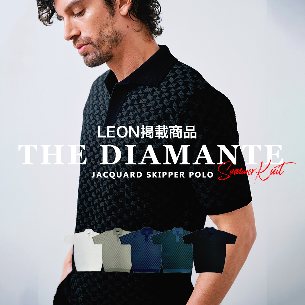 【LEON掲載商品】ディアマンテ ジャガード 半袖 スキッパー ニットポロ 150706 G-STAGE ジーステージ
