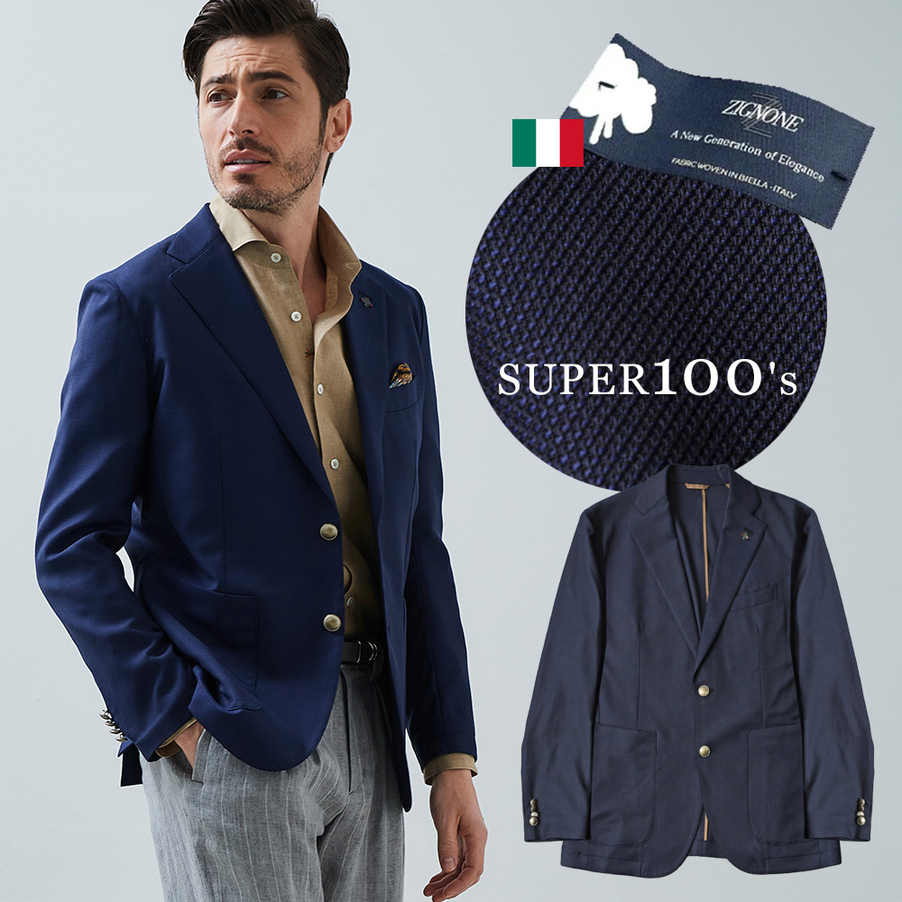 [会員様限定TIME SALE] 在庫限り　イタリア製SUPER100’s サマーウールネイビーブレザー 330217 G-stage ジーステージ