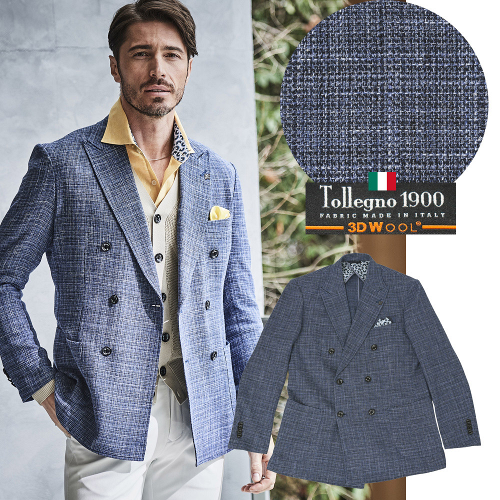 [SALE会員様限定]イタリアンピュアビギンウール ダブルブレストジャケット サマーウール 540218 G-stage ジーステージ